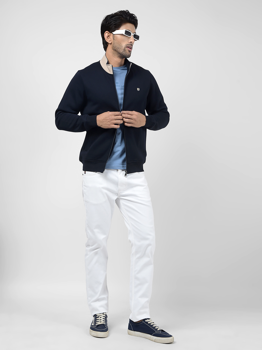 Numero Uno Men Color Block Navy Sweat Shirt